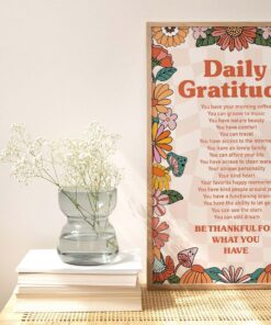 Daily Gratitude Be Thankfull For What You Have Motivational Quote Aesthetic Vintage 70s Poster Wall Art Prints