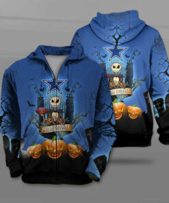 Dallas Cowboys Halloween Costume Hoodies Jack Skellington 3D Graphic Gifts for Fans
