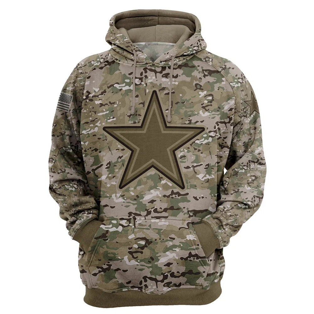 Dallas Cowboys Hoodie Camo Printed 3D Pullover Zip Up Hoodies Gifts for Fans