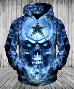 Dallas Cowboys Skull Hoodies 3D With Zipper Gifts for Fans