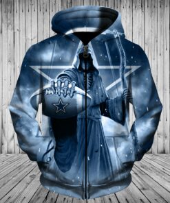 Dallas Cowboys Zipper Hoodies, Pullover Hoodies 3D Death Skull Gifts for Fans