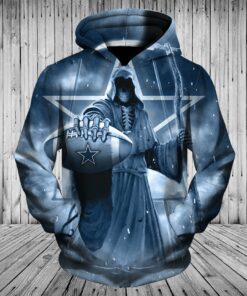 Dallas Cowboys Zipper Hoodies, Pullover Hoodies 3D Death Skull Gifts for Fans