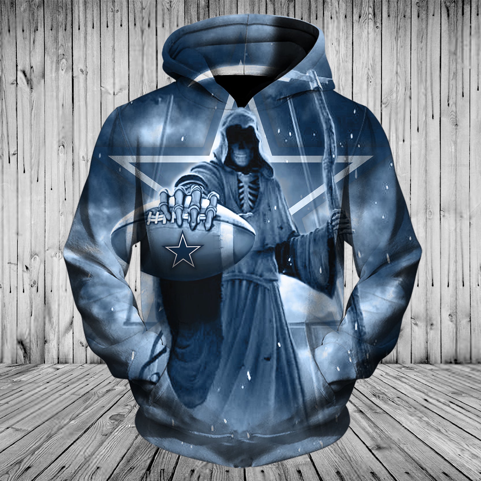 Dallas Cowboys Zipper Hoodies, Pullover Hoodies 3D Death Skull Gifts for Fans