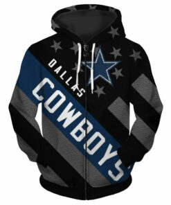 Dallas Cowboys Zipper Hoodies Striped Banner Gifts for Fans