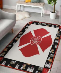 Dalmatian Dog Firefighter Rugs, Firefighter Area Rug, Fireman Carpet Gifts for Dad, Son, Fireman, Firefighter Lovers