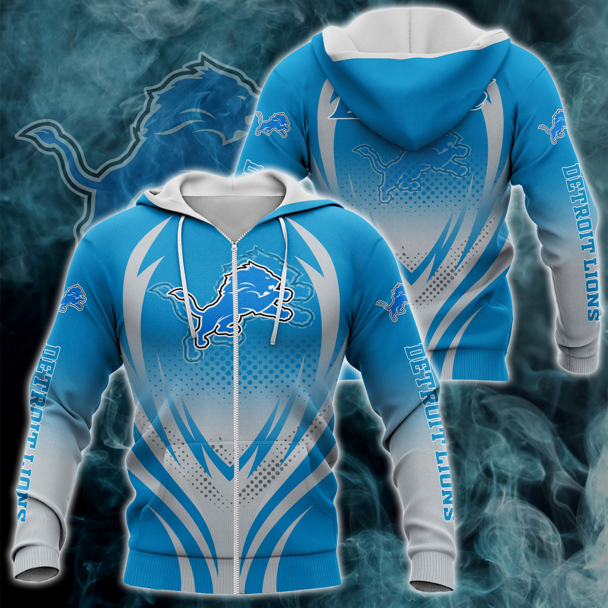 Detroit Lions Zipper Hoodie 3D Print Gifts for Fans