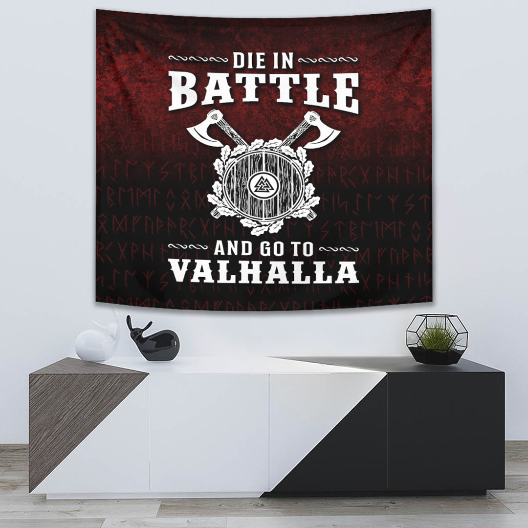 Die in Battle and Go To Valhalla Tapestry for Wall Décor