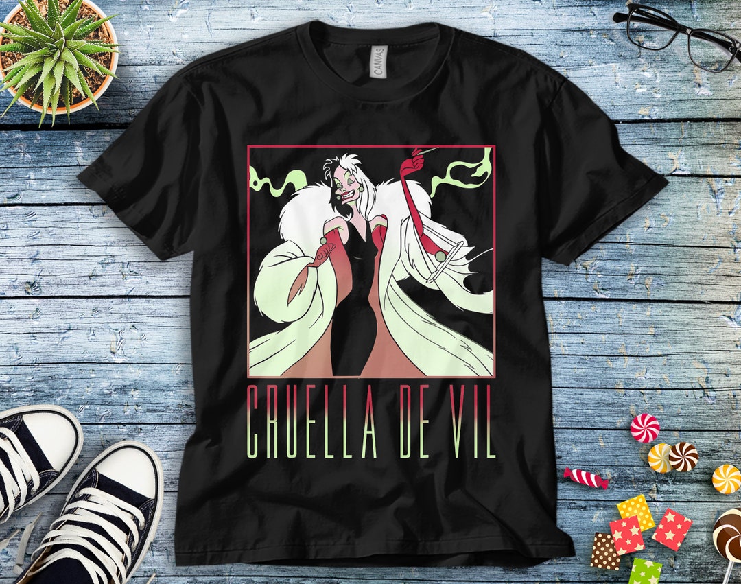 Disney 101 Dalmatians Cruella De Vil Portrait Box Up T-Shirt Unisex Tee Adult T-shirt Kid Shirt Long Sleeve Hoodie Sweatshirt Women's Tank