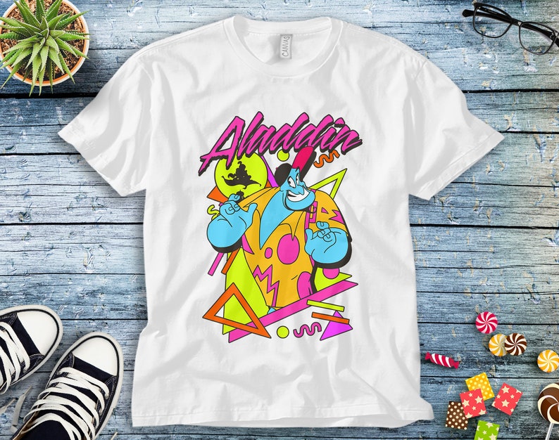 Disney Aladdin Genie 90s Style Portrait Unisex Tee Adult T-shirt Kid Shirt Long Sleeve Hoodie Sweatshirt Women's Tank