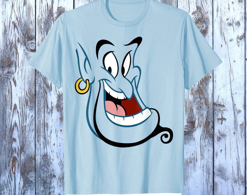 Disney Aladdin Genie Face Costume T-Shirt, Genie Big Portrait Shirt, Disneyland Family Trip Vacation Gift Unisex Adult T-shirt Kid Shirt
