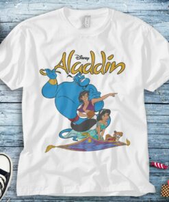 Disney Aladdin Vintage Group Shot Logo Friends Unisex Tee Adult T-shirt Kid Shirt Long Sleeve Hoodie Sweatshirt Women's Tank