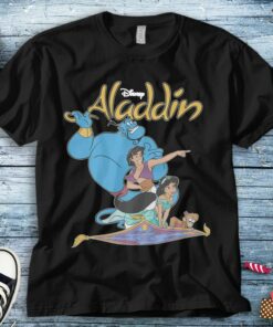 Disney Aladdin Vintage Group Shot Logo Friends Unisex Tee Adult T-shirt Kid Shirt Long Sleeve Hoodie Sweatshirt Women's Tank