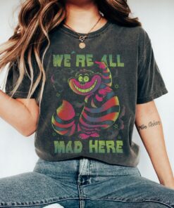 Disney Alice In Wonderland Cheshire Cat Neon All Mad Here T-Shirt, Magic Kingdom, Disneyland Family Trip Vacation Unisex T-shirt