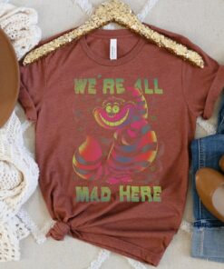 Disney Alice In Wonderland Cheshire Cat Neon All Mad Here T-Shirt, Magic Kingdom, Disneyland Family Trip Vacation Unisex T-shirt