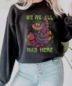 Disney Alice In Wonderland Cheshire Cat Neon All Mad Here T-Shirt, Magic Kingdom, Disneyland Family Trip Vacation Unisex T-shirt