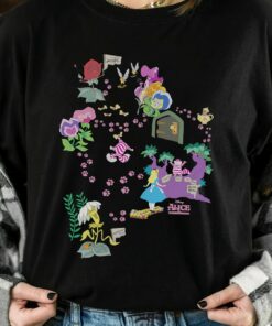 Disney Alice In Wonderland Cheshire Cat Paw Prints Map Shirt, Magic Kingdom Trip Unisex T-shirt Family Birthday Gift Adult Kid Toddler Tee