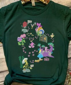 Disney Alice In Wonderland Cheshire Cat Paw Prints Map Shirt, Magic Kingdom Trip Unisex T-shirt Family Birthday Gift Adult Kid Toddler Tee