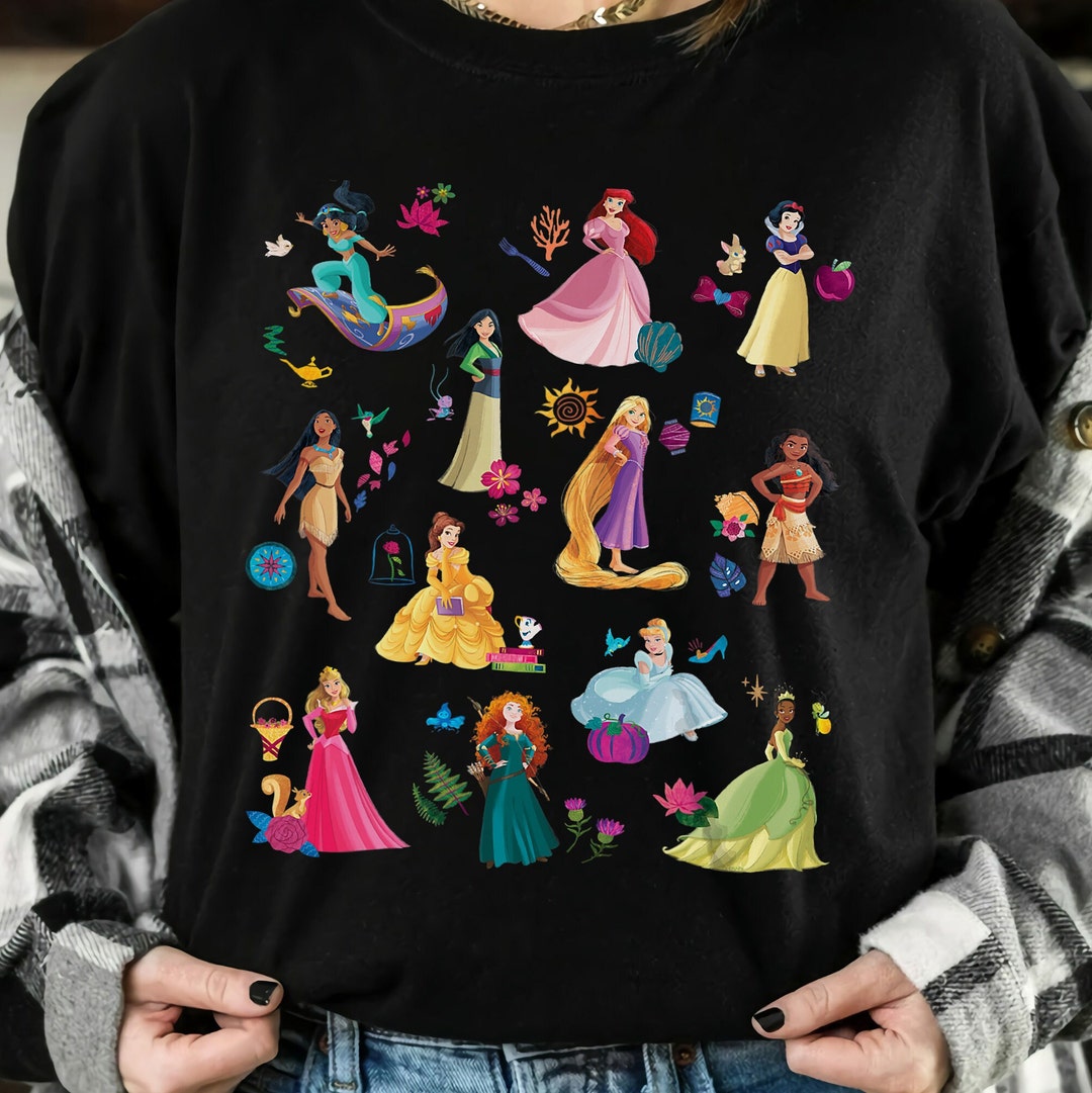 Disney All Princess Magical Characters Print Shirt, Magic Kingdom Holiday Trip Unisex T-shirt Family Birthday Gift Adult Kid Toddler Tee