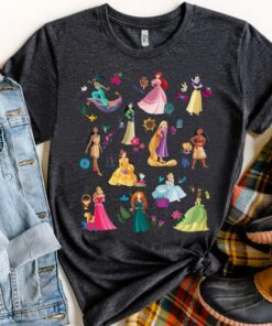Disney All Princess Magical Characters Print Shirt, Magic Kingdom Holiday Trip Unisex T-shirt Family Birthday Gift Adult Kid Toddler Tee