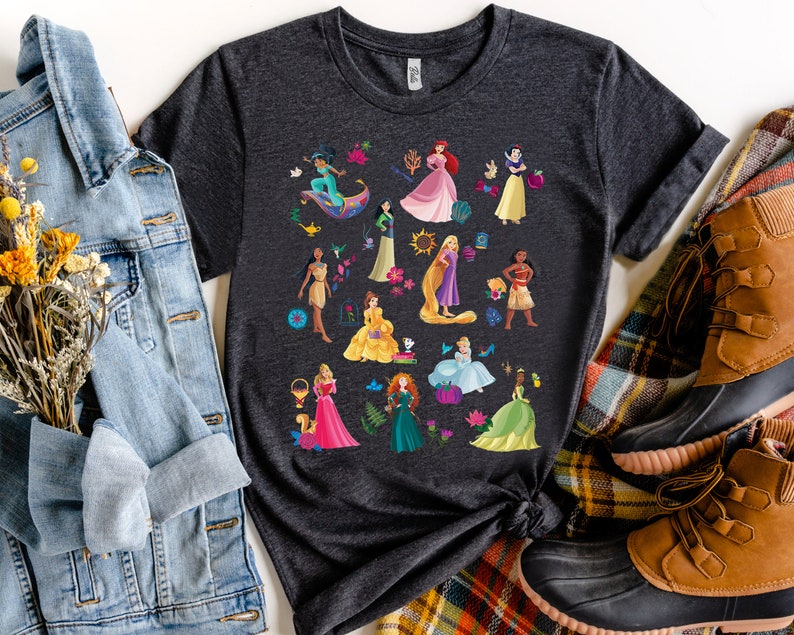 Disney All Princess Magical Characters Print Shirt, Magic Kingdom Holiday Trip Unisex T-shirt Family Birthday Gift Adult Kid Toddler Tee