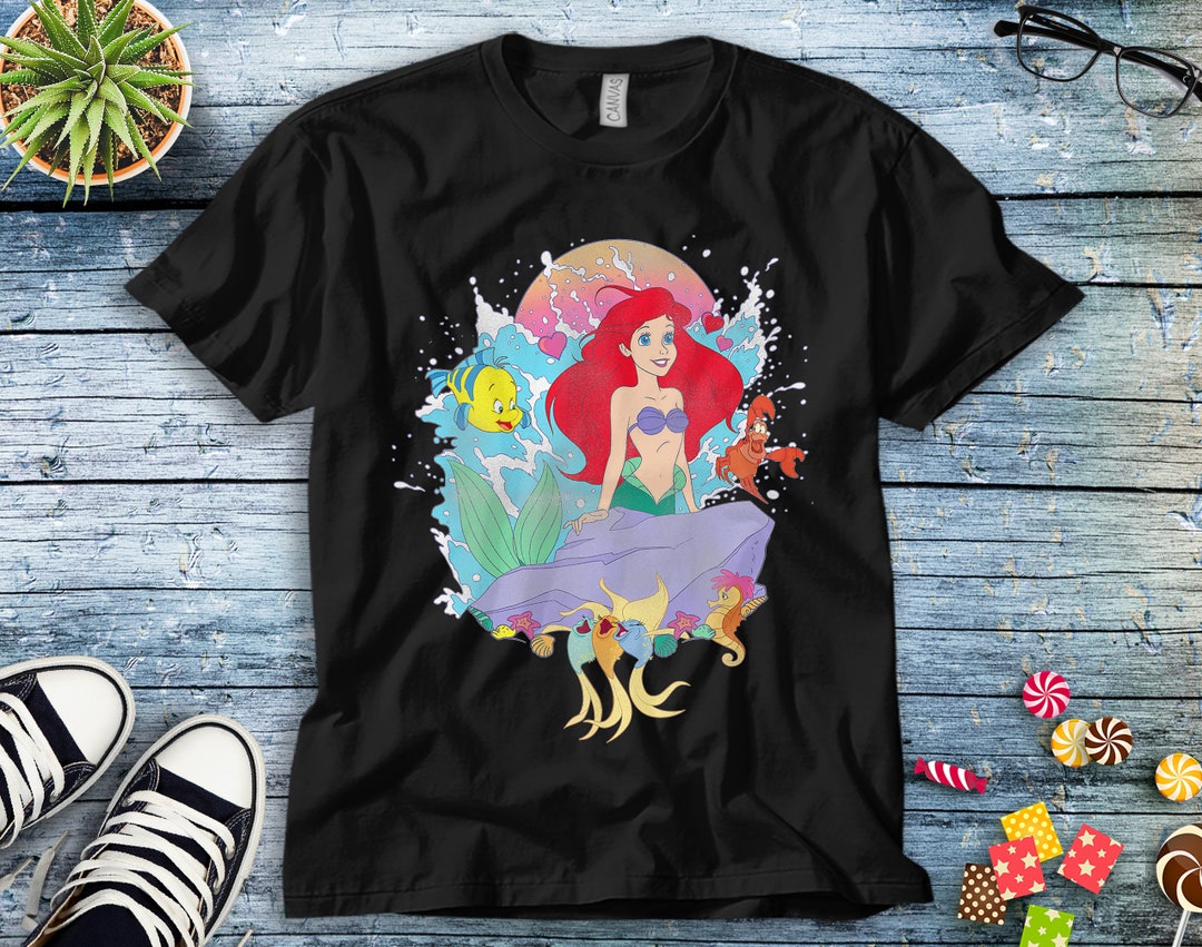 Disney Ariel Princess The Little Mermaid Ariel Splash Unisex Tee Adult T-shirt Kid Shirt Long Sleeve Hoodie Sweatshirt Woman's Tank