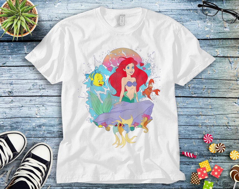 Disney Ariel Princess The Little Mermaid Ariel Splash Unisex Tee Adult T-shirt Kid Shirt Long Sleeve Hoodie Sweatshirt Woman's Tank