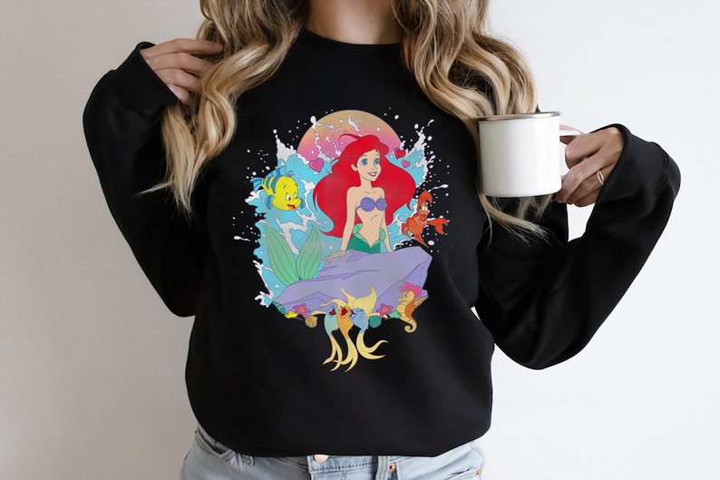 Disney Ariel Princess The Little Mermaid Ariel Splash Unisex Tee Adult T-shirt Kid Shirt Long Sleeve Hoodie Sweatshirt Woman's Tank