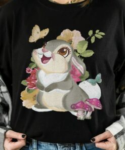 Disney Bambi Thumper Vintage Floral Portrait Shirt, Magic Kingdom Holiday Trip Unisex T-shirt Family Birthday Gift Adult Kid Toddler Tee