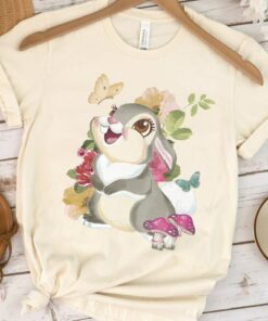Disney Bambi Thumper Vintage Floral Portrait T-Shirt, Disney Trip Tee, Disneyland Vacation Gift, Disney World Tee Unisex T-shirt