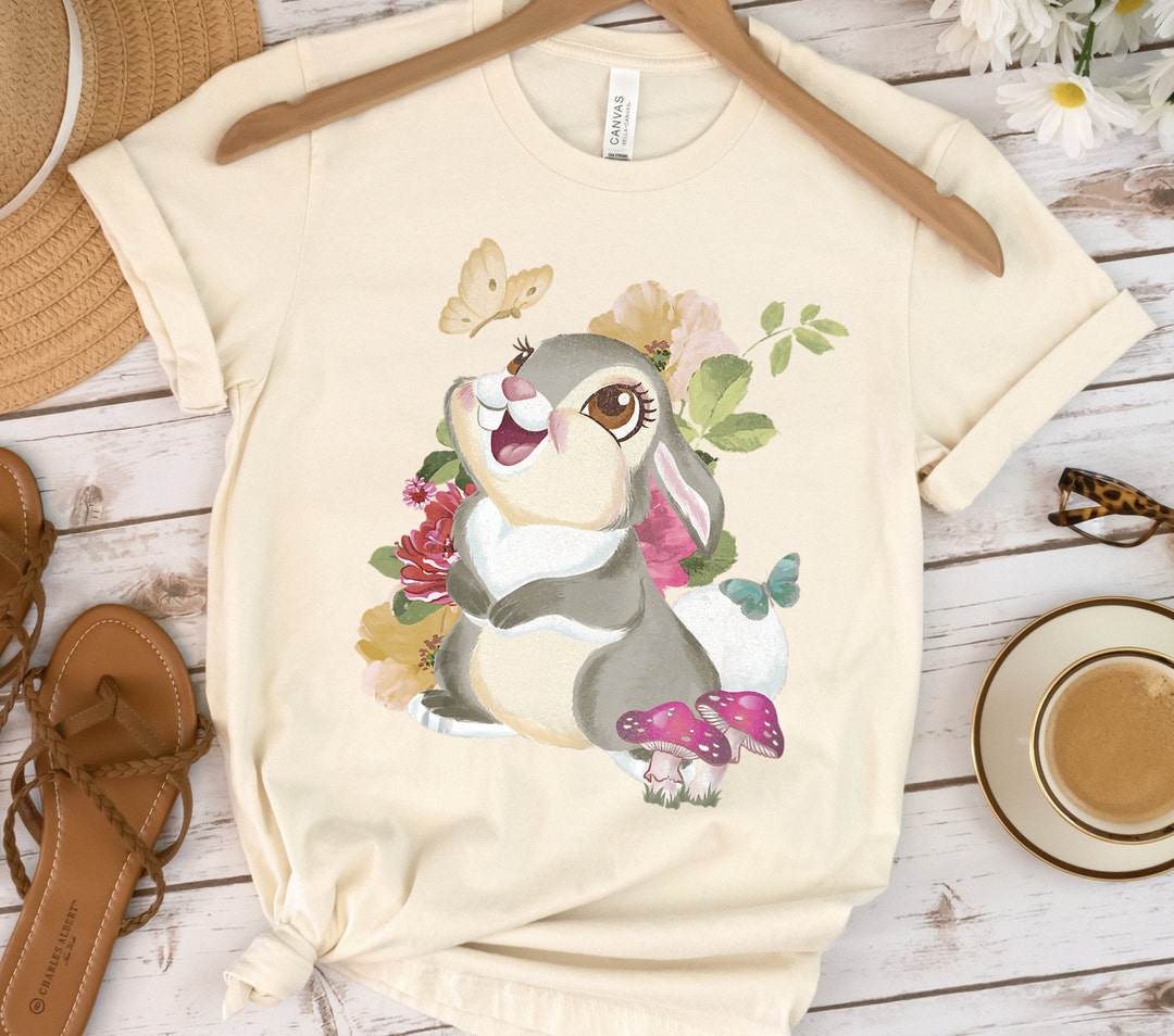 Disney Bambi Thumper Vintage Floral Portrait T-Shirt, Disney Trip Tee, Disneyland Vacation Gift, Disney World Tee Unisex T-shirt