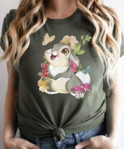 Disney Bambi Thumper Vintage Floral Portrait T-Shirt, Disney Trip Tee, Disneyland Vacation Gift, Disney World Tee Unisex T-shirt