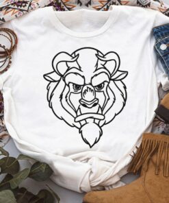 Disney Beauty And The Beast Beast Simple Black Outline Shirt, Magic Kingdom Trip Unisex T-shirt Family Birthday Gift Adult Kid Toddler Tee