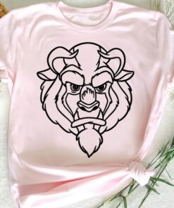 Disney Beauty And The Beast Beast Simple Black Outline Shirt, Magic Kingdom Trip Unisex T-shirt Family Birthday Gift Adult Kid Toddler Tee