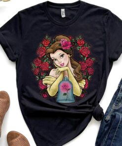 Disney Beauty And The Beast Belle Roses Graphic Shirt, Disneyland Vacation Trip, Unisex T-shirt Family Birthday Gift Adult Kid Toddler Tee
