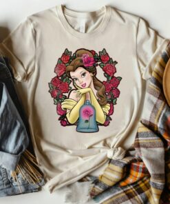 Disney Beauty And The Beast Belle Roses Graphic T-shirt, Magic Kingdom Tee, Disneyland Family Trip Vacation Gift Unisex T-shirt