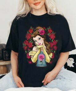 Disney Beauty And The Beast Belle Roses Graphic T-shirt, Magic Kingdom Tee, Disneyland Family Trip Vacation Gift Unisex T-shirt