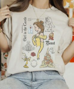 Disney Beauty And The Beast Characters Sketched T-Shirt, Magic Kingdom Tee, Disneyland Family Trip Vacation Gift Unisex T-shirt