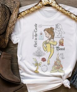Disney Beauty And The Beast Characters Sketched T-Shirt, Magic Kingdom Tee, Disneyland Family Trip Vacation Gift Unisex T-shirt
