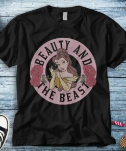 Disney Beauty And The Beast Circle Belle With Roses T-Shirt Unisex Tee Adult T-shirt Kid Shirt Long Sleeve Hoodie Sweatshirt Women's Tank