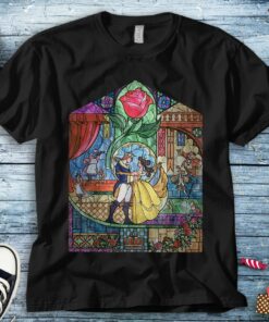 Disney Beauty & The Beast Stained Glass Rose Belle T-shirt Unisex Tee Adult T-shirt Kid Shirt Long Sleeve Hoodie Sweatshirt Woman's Tank