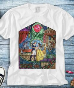Disney Beauty & The Beast Stained Glass Rose Belle T-shirt Unisex Tee Adult T-shirt Kid Shirt Long Sleeve Hoodie Sweatshirt Woman's Tank