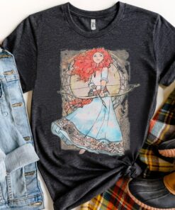 Disney Brave Merida Princess Watercolor Nouveau Graphic Shirt, Magic Kingdom Trip Unisex T-shirt Family Birthday Gift Adult Kid Toddler Tee