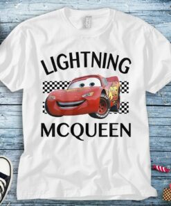 Disney Cars Lightning McQueen Finish Graphic T-Shirt Unisex Adult T-shirt Kid Shirt Long Sleeve Hoodie Sweatshirt