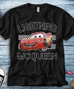 Disney Cars Lightning McQueen Finish Graphic T-Shirt Unisex Adult T-shirt Kid Shirt Long Sleeve Hoodie Sweatshirt