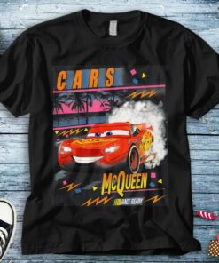 Disney Cars Lightning McQueen Palm Tree Sunset Unisex Tee Adult T-shirt Kid Shirt Long Sleeve Hoodie Sweatshirt Woman's Tank