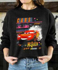 Disney Cars Lightning McQueen Palm Tree Sunset Unisex Tee Adult T-shirt Kid Shirt Long Sleeve Hoodie Sweatshirt Woman's Tank