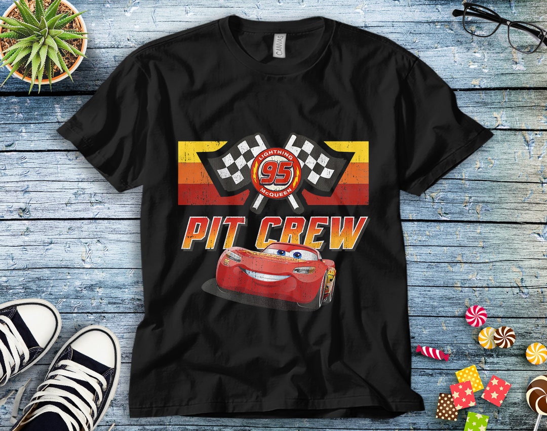 Disney Cars McQueen Pit Crew Red Graphic Unisex Tee Adult T-shirt Kid Shirt Long Sleeve Hoodie Sweatshirt Women's Tank