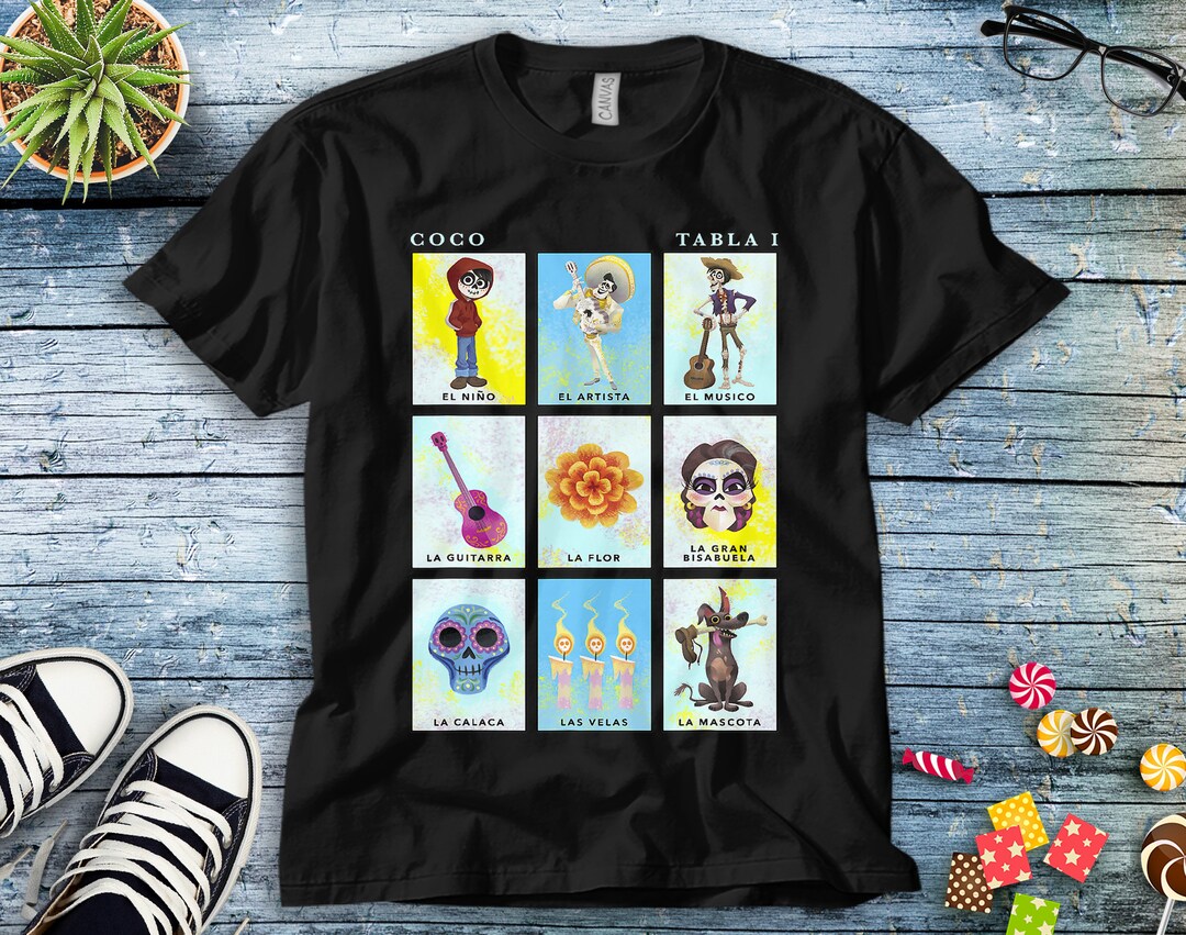 Disney Coco Group Shot Table 1 Panels Disney Unisex Tee Adult T-shirt Kid Shirt Long Sleeve Hoodie Sweatshirt Woman's Tank