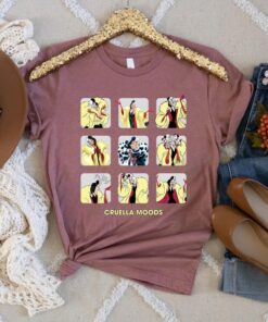 Disney Cruella moods 101 Dalmatians, Villain Disney, Anger, Smile T-Shirt, Disneyland Family Trip Vacation Gift Unisex T-shirt