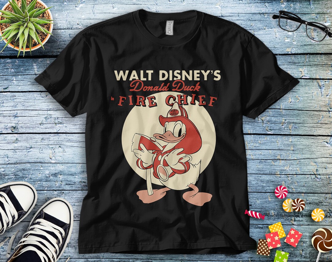 Disney Donald Duck Fire Chief T-Shirt Unisex Tee Adult T-shirt Kid Shirt Long Sleeve Hoodie Sweatshirt Women's Tank